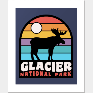 Glacier National Park Moose Badge Posters and Art